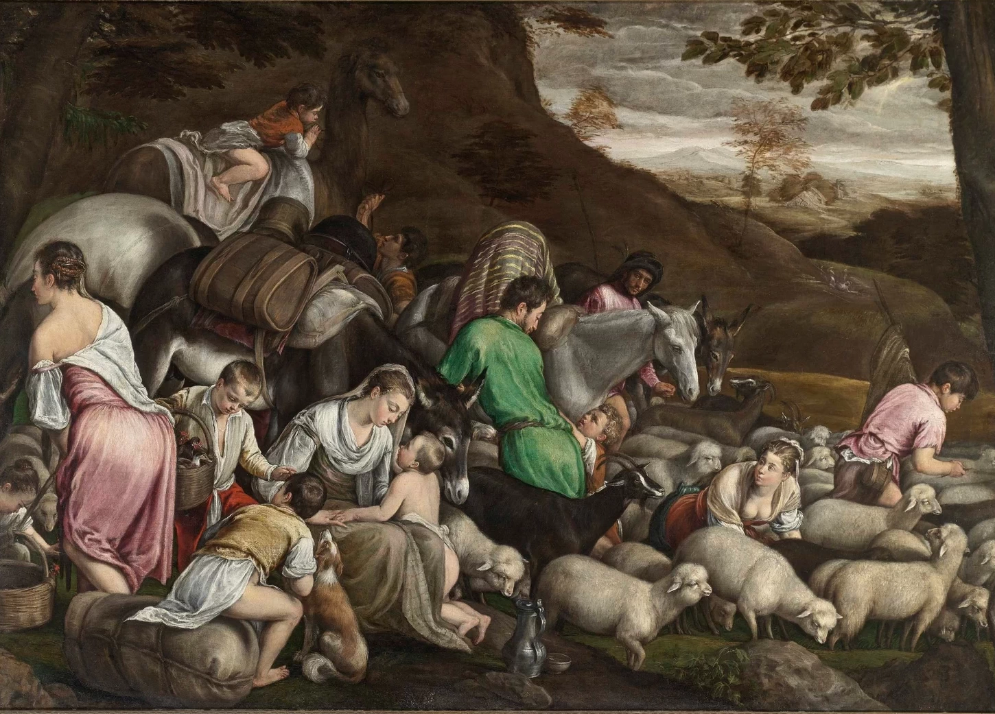 Francesco Bassano-131-Giacobbe e la sua famiglia fuggono da Labano a Canaa con tutti i loro averi